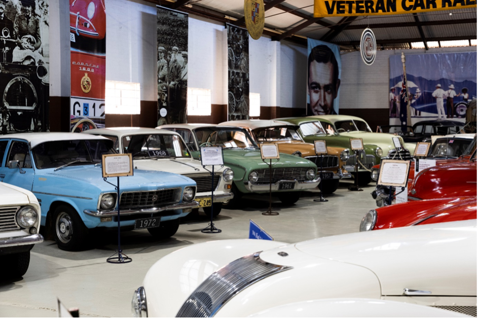 A room full of vintage cars