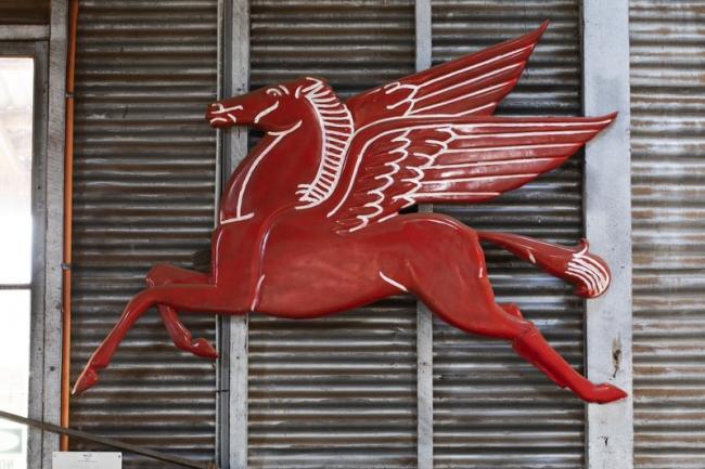 A familiar flying red horse.