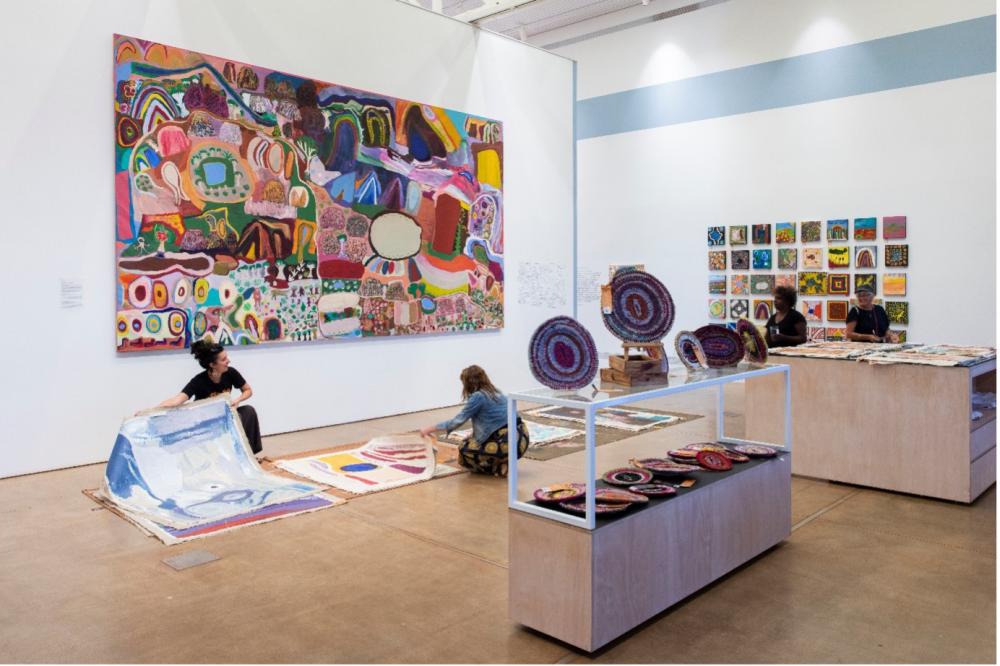 Photo of a Gallery with Aboriginal artworks displayed