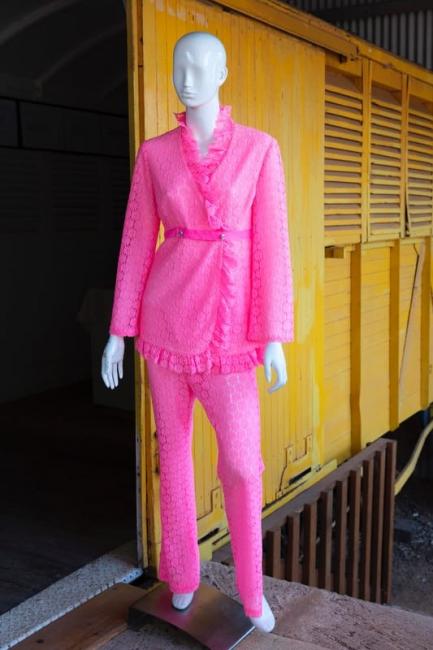 Hot pink lace ensemble