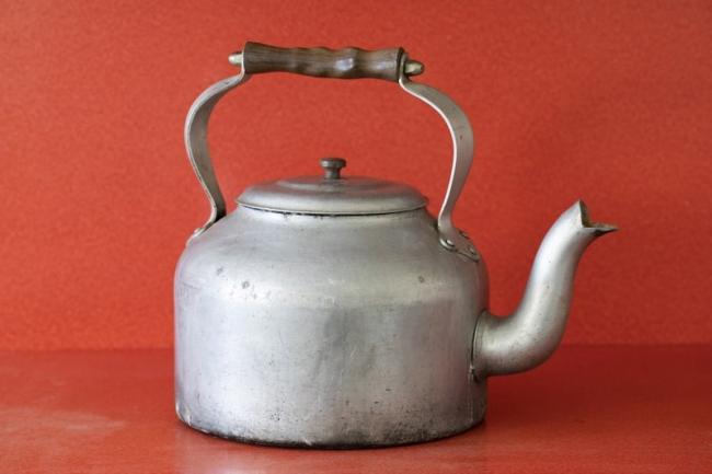 Large silver kettle