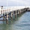 White jetty stretching out into the ocean